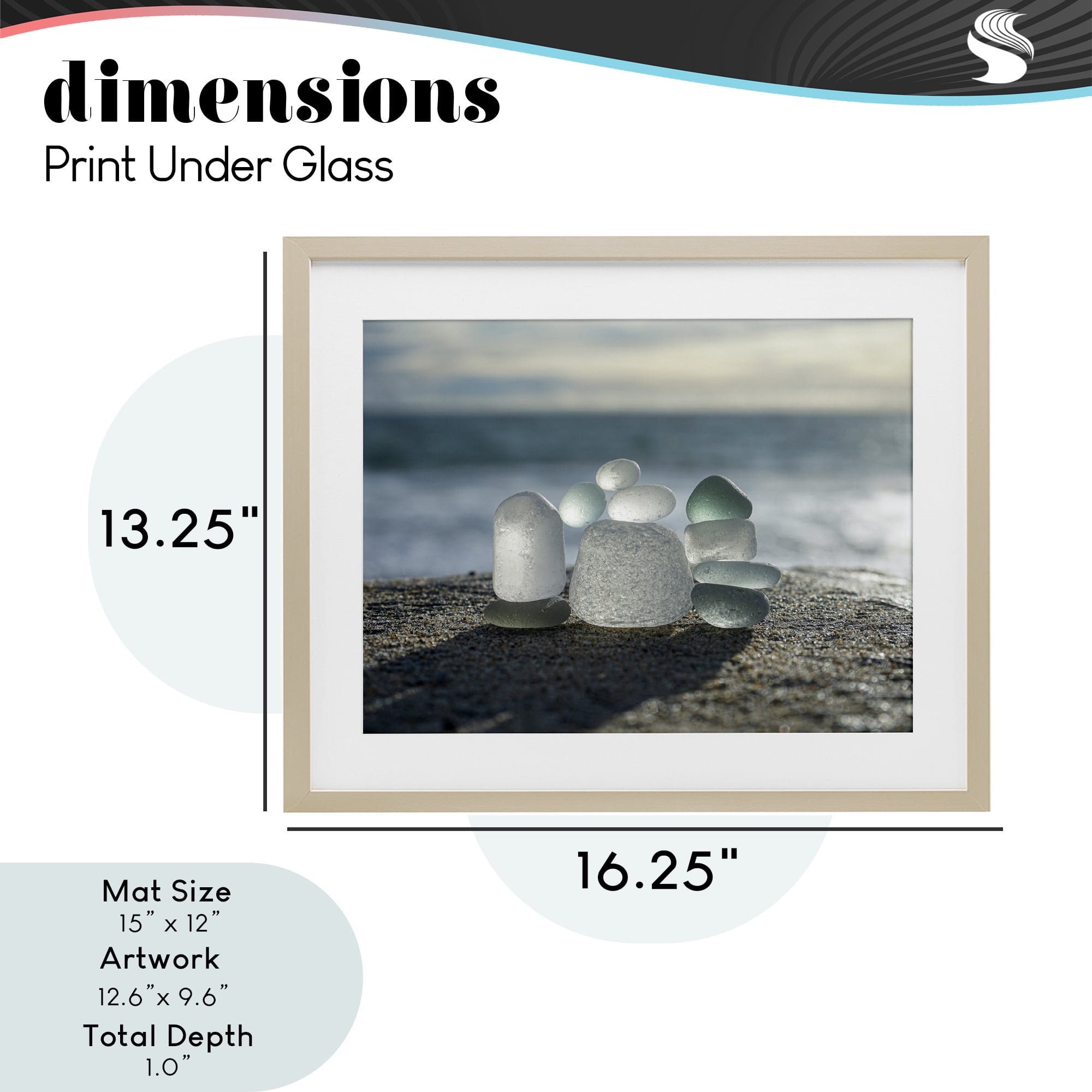 Stupell Industries Balancing Sea Glass Pebbles Birch Framed Print Under Glass, design by LMarie Allen