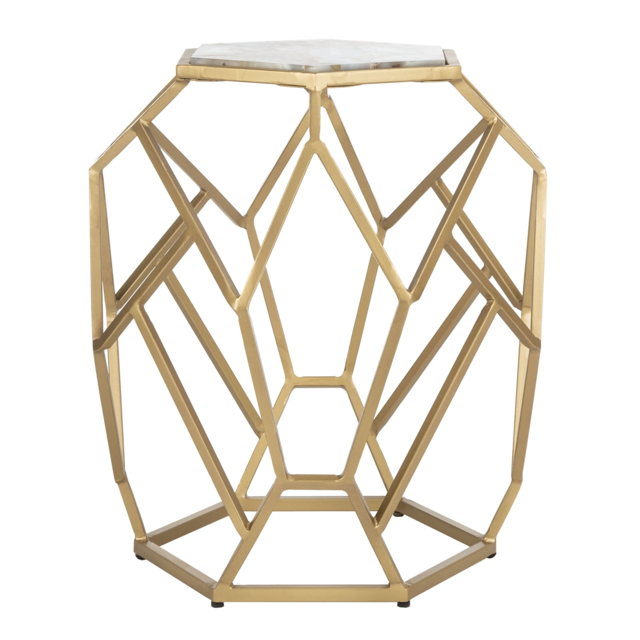 SAFAVIEH Ava Modern Glam Geometric Accent Table, Multi/Gold