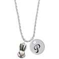 thumbnail image 1 of Delight Jewelry Antiqued Bunny Head Silvertone Script Initial Disc - P - Charm Necklace, 20"+3", 1 of 4