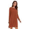 thumbnail image 4 of Casual Womens Long Sleeve Fall Dresses, CRAYNER Loose Fits T Shirt Dress Crew Neck Flowy A-line Swing Dress with Pockets, 1XL, 4 of 8