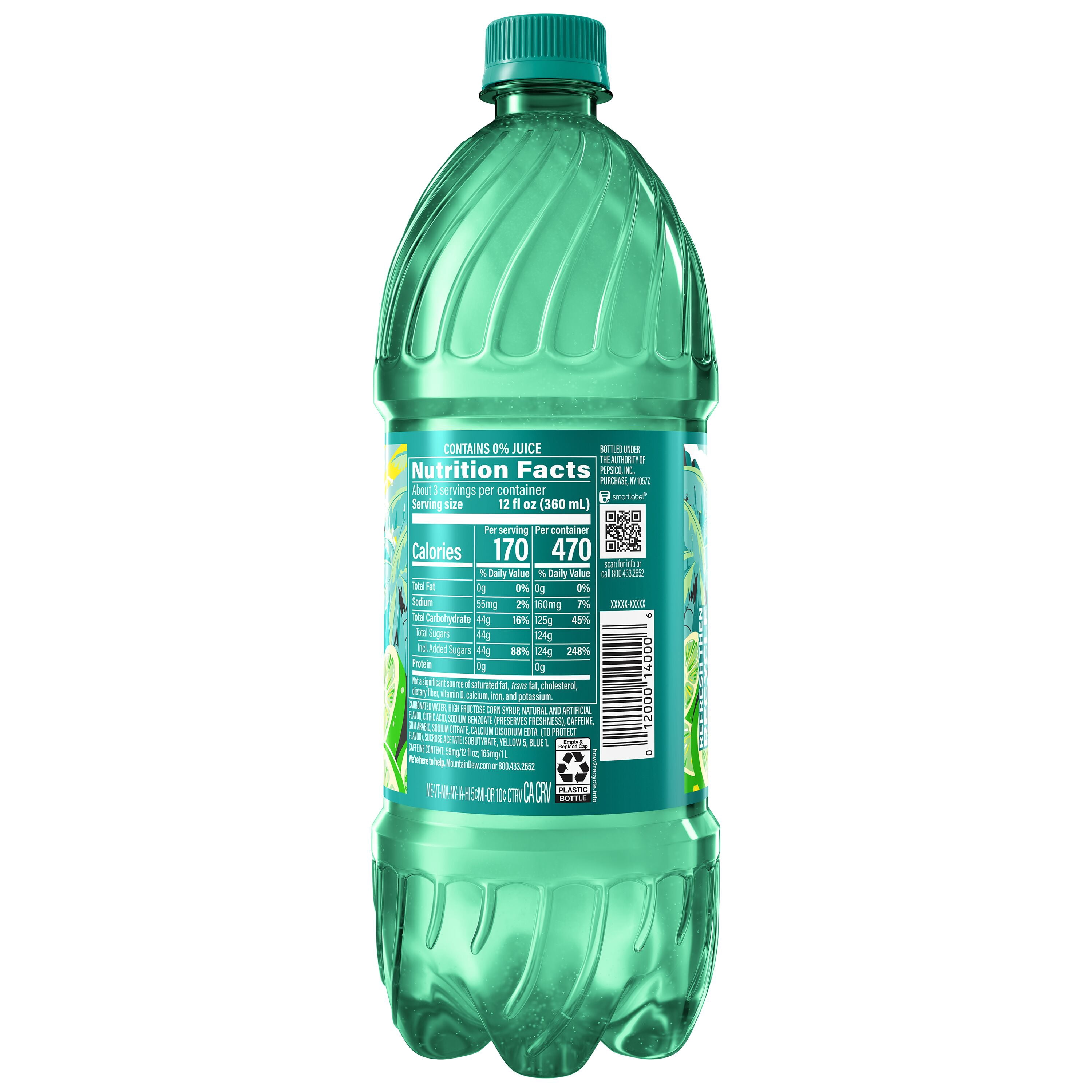Mountain Dew Baja Blast Soda Pop, 1 Liter Bottle