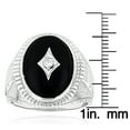 thumbnail image 3 of Black Oval Natural Onyx And Real 0.1 Ctw Diamond 14K Mens Ring For Him (White Gold Size 10), 3 of 3