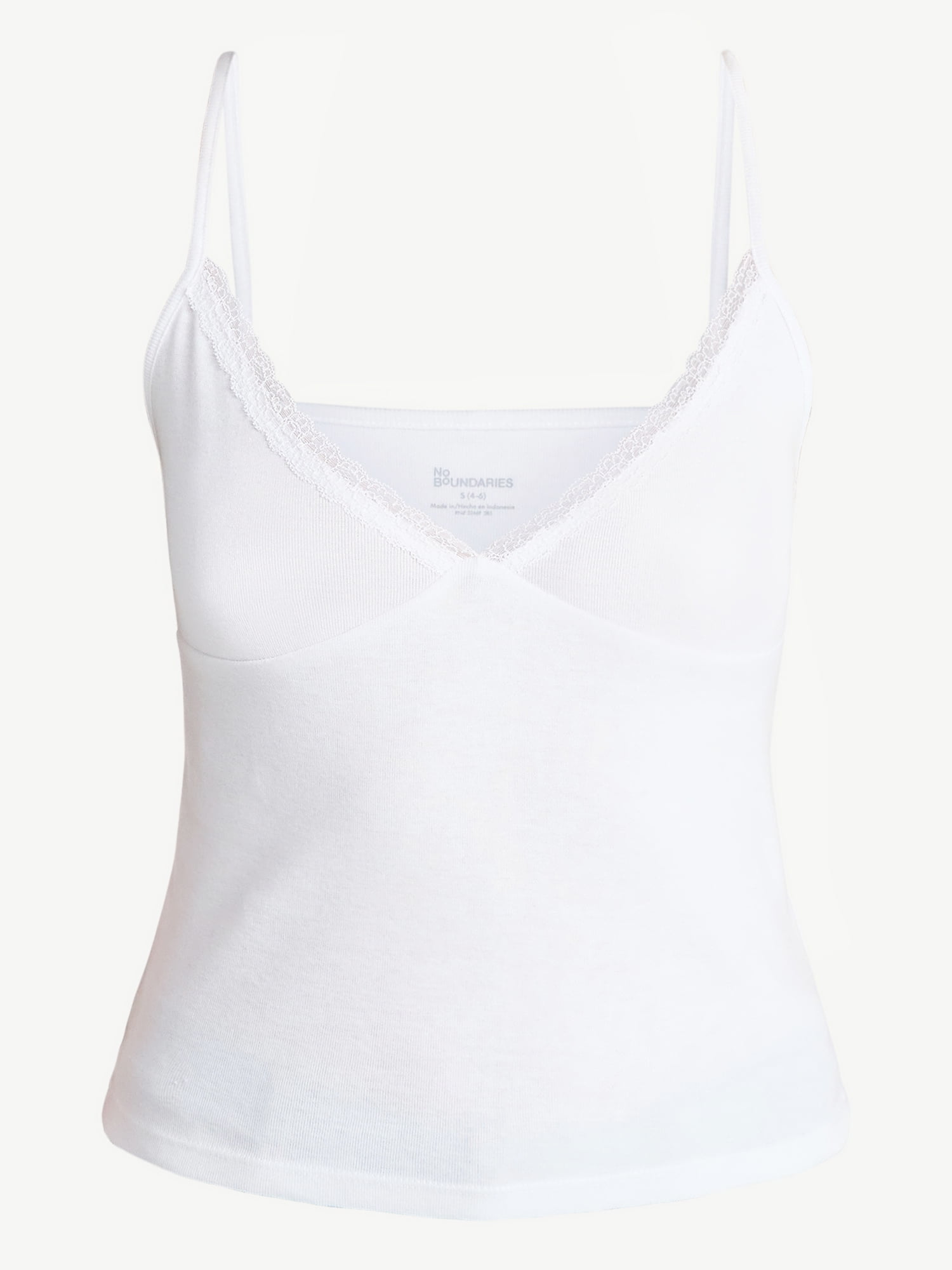 No Boundaries Lace Trim V-Neck Cami, Women’s XXS-XXL
