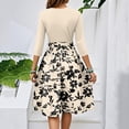thumbnail image 5 of WTOBBY Women's Stylish Floral Print Waistband Round Neck 3/4 Sleeve Dress, Flowy Midi Sundress with Casual Elegance for Summer,Khaki XL, 5 of 5