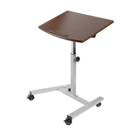 Tilting Mobile Laptop Desk Cart Walnut Walmart Com