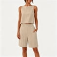 thumbnail image 4 of 2 Piece Sets for Women,Two Piece Sets For Women Summer Sleeveless Tank Tops and Wide Leg Shorts Linen Set Casual Beach Outfits, 4 of 6