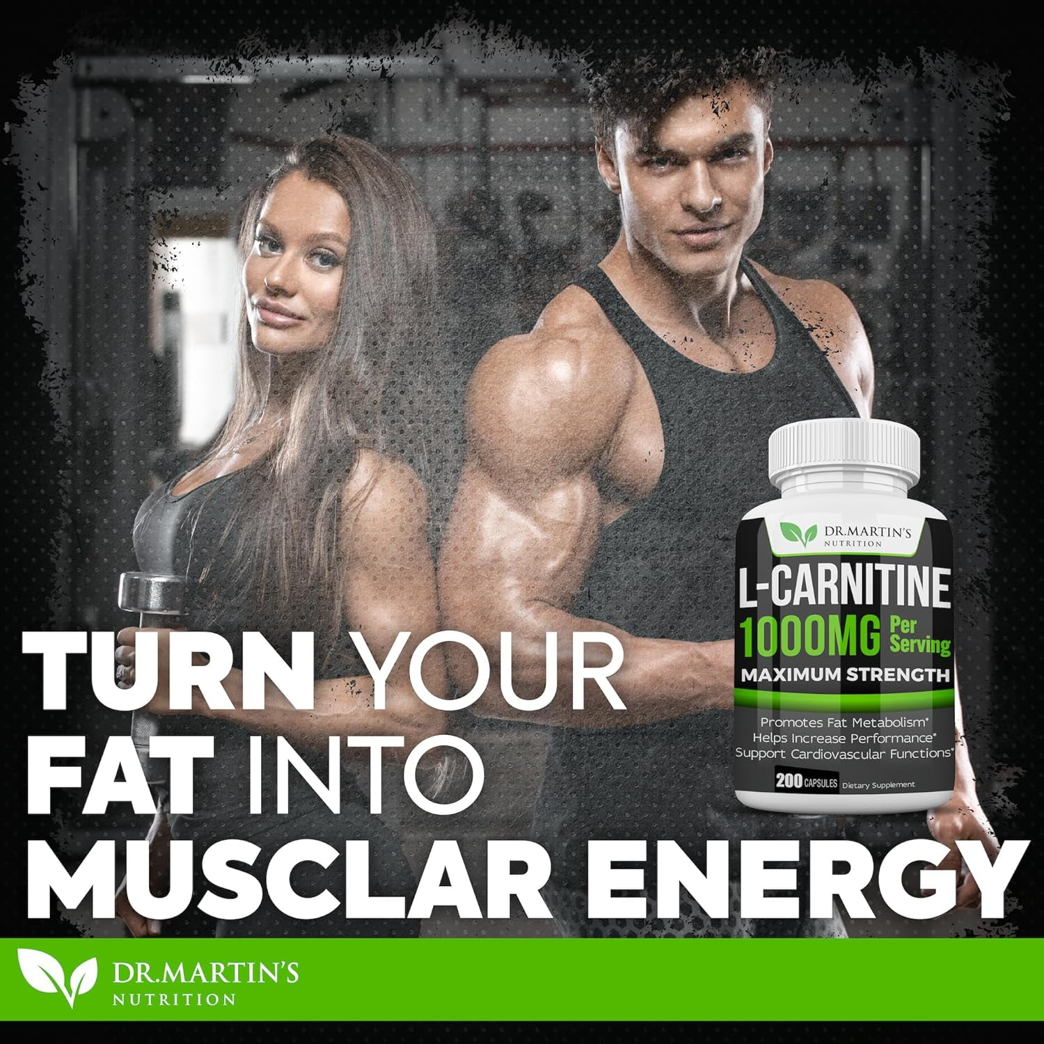 1000mg L-Carnitine Supplement 200 Capsules Boost Metabolism, Increase  Energy & Performance