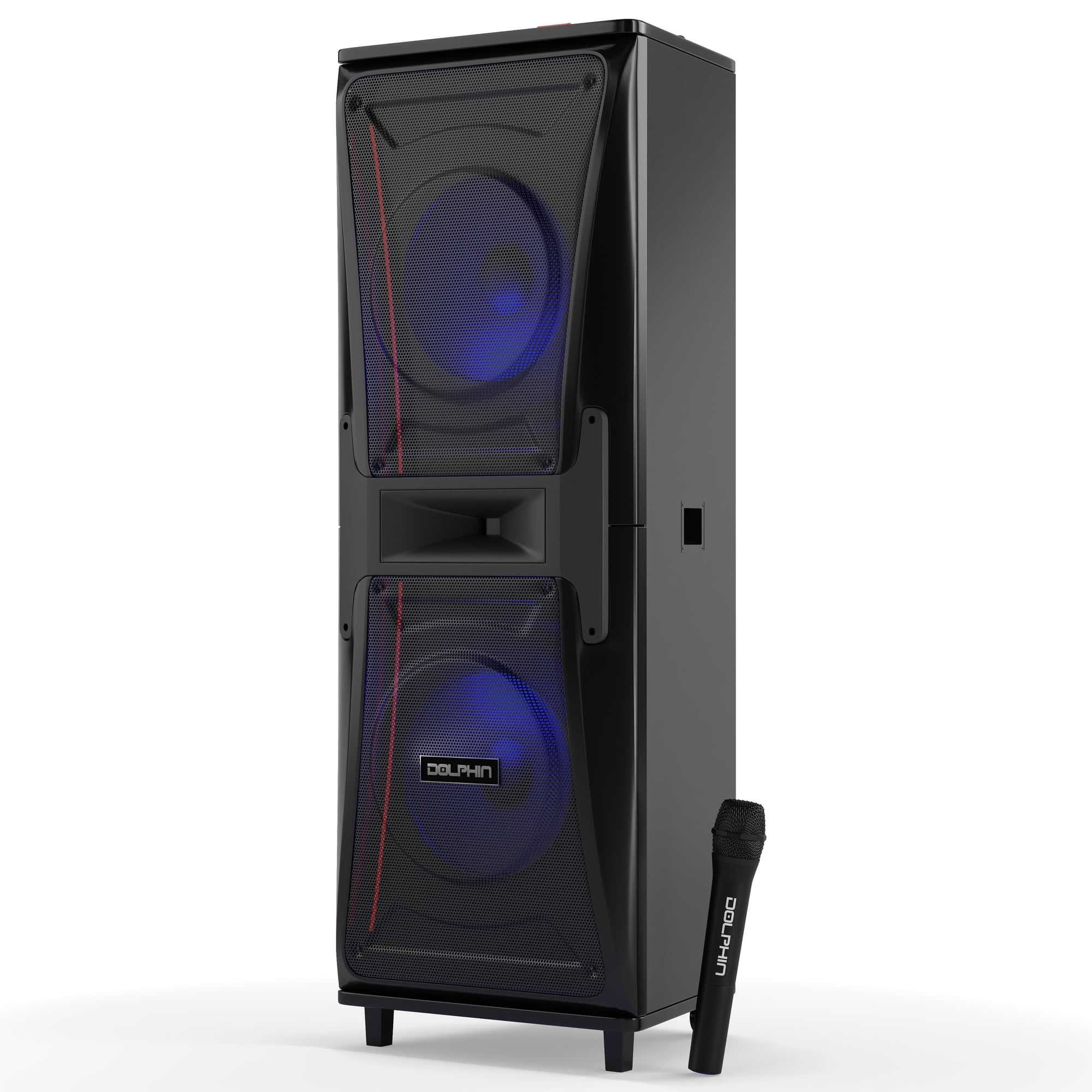 Dolphin Mammoth SP-175 Dual 15" Professional Bluetooth Speaker – 7000W Power, X-BASS, Ground-Shaking Sound, Bluetooth, USB, SD, AUX, Wooden Cabinet