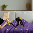 thumbnail image 3 of Dragon Soft Flannel Fleece Throw Blanket, Night Sky with Fierce Creature Moon and Stars, Cozy Plush for Indoor and Outdoor Use, 60" x 80", Blue Violet Yellow, by Ambesonne, 3 of 5