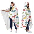 thumbnail image 2 of Wearable Blanket,White Dinosaurs Eggs Names Pattern Hooded Wearable Flannel Blanket for Adults & Teens,Winter Poncho Shawl Wrap Cape Cozy Anti-Pill,60"x80", 2 of 5