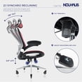 thumbnail image 5 of NOUHAUS ErgoFlip,Mesh,Office Chair,Ergonomic,Flip up Arms,Home Office,Study Room,Burgundy, 5 of 7