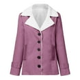 thumbnail image 4 of Winter Warm Fleece Lined Jackets For Women Plain Color Jacket With Pockets Button Coats Outerwear, 4 of 6