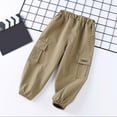 thumbnail image 3 of GBSYEWXS Pants For Toddler Boys Breathable Elastic Waist Cargo Comfortable Khaki Trousers Size 12-18 Months, 3 of 8