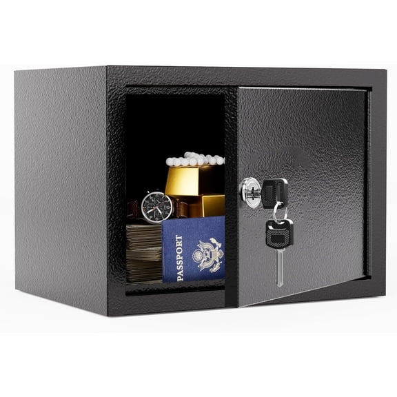 Small Safe Box (0.22 cu. ft.) with Key Lock for Kids and Medicine Safe for Grandmother