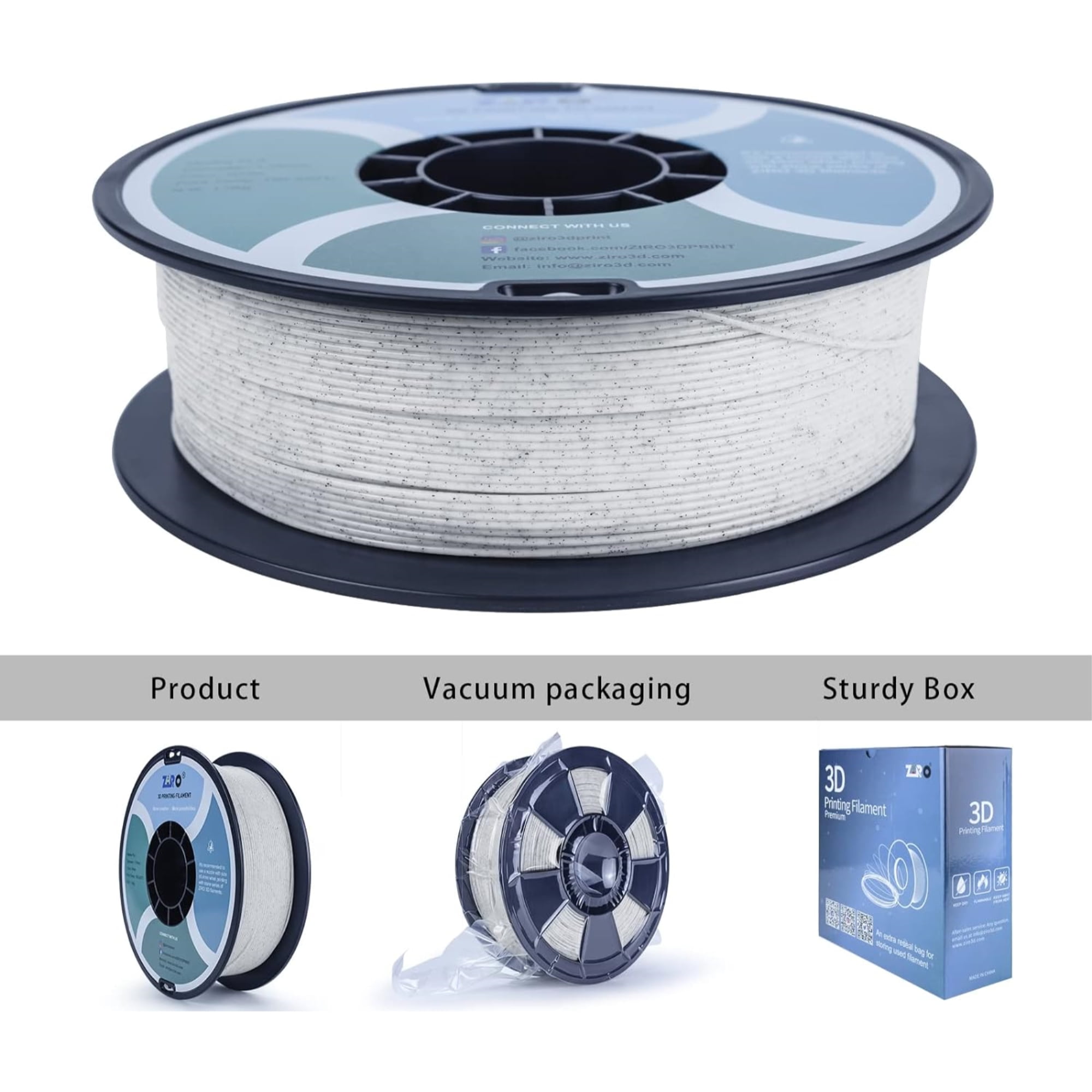 Ziro ''''Stone'''' Series Marble PLA Filament, 1.75mm, 1kg Spool, Dimensional Accuracy +/- 0.03mm