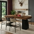 thumbnail image 2 of 55-Inch Black & Brown Mid-Century Modern Dining Table, Rectangular Wood Table With Double Pedestal, Seats 4-6 For Dining Room, Kitchen & Home, 2 of 7