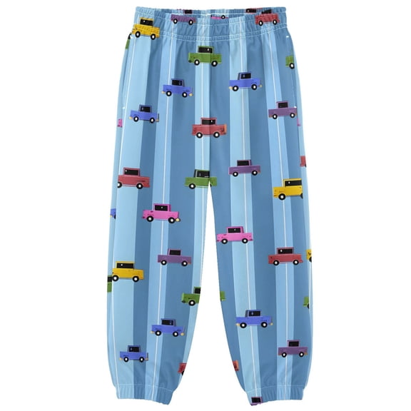 joogoo Cartoon Cars on Stripes Boys' Sweatpants Jogger Pants 5-6Y