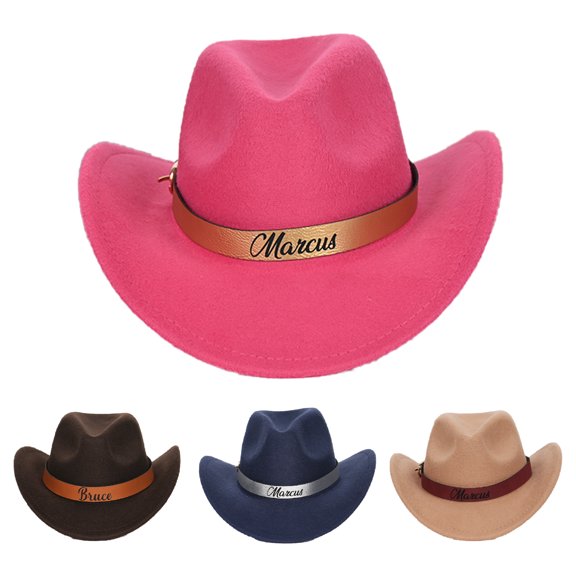 KAINSY Custom Toddler Cowboy Hat for Kids, Personalized Western Cowgirl Hat for Boys Girls, Leather Hatband Hats for Men Women(Children (52-54cm))