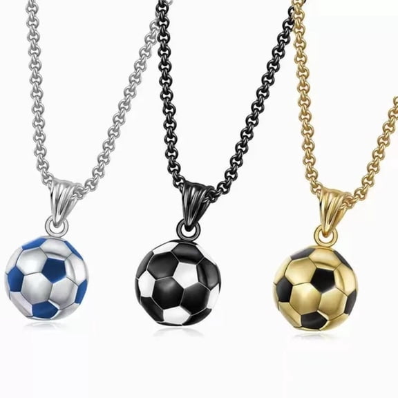 Soccer Ball Necklace Football Pendant Necklace for Men 3D Sport Fan Player Jewelry Gifts for Christmas Father's Day