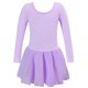 thumbnail image 1 of Vestido de manga larga con cuello redondo para niña, color liso, cuello redondo, mangas largas, falda elástica con volantes, 1 of 4