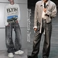 thumbnail image 4 of Men Women Rhinestone Wide Leg Jeans,Vintage Baggy Sparkly Bling Y2K Denim Pants, 4 of 6