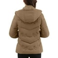 thumbnail image 6 of Nfurl Womens Zip up Petite Winter Coats with Hood Elegant Long Sleeve Solid Color Quilted Puffer Jackets Fitted Outerwear Down Jackets Coffee XL, 6 of 9