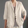 thumbnail image 4 of Taqqpue Womens Linen Blazer Casual Long Sleeve Lightweight Button Jackets Spring Summer Solid Color Suit Shirts, 4 of 6