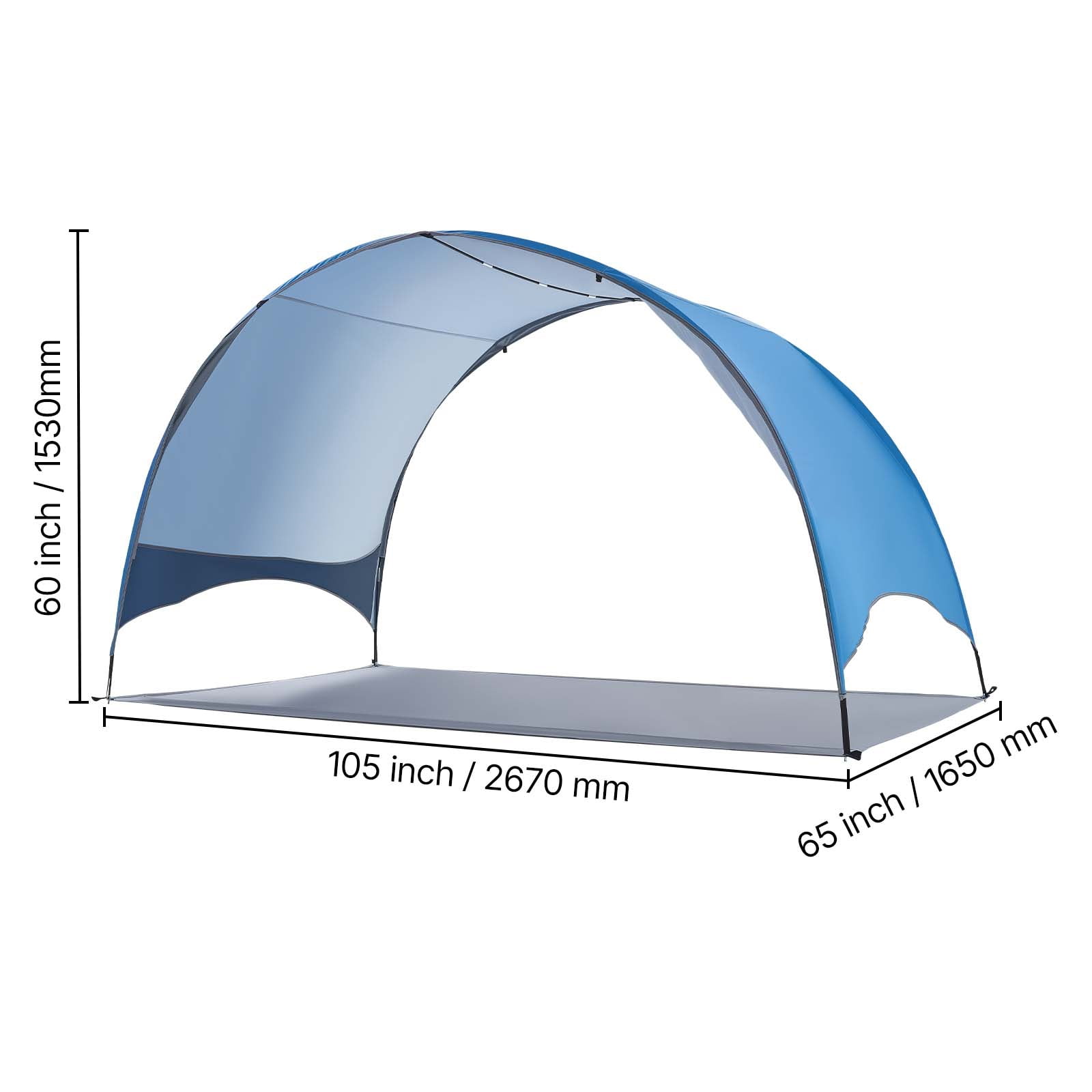 KFFKFF Beach Tent Sun Shelter for 4 People, UPF 50+ Protection, Portable Sun Shade Canopy with Carry Bag & Ground Stakes, Lightweight and Simple Setup for Camping, Fishing, Outdoor Picnics