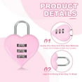 thumbnail image 3 of Uxcell Combination Locks, Heart Shape 3 Digit Password Padlock Love Locker Lock for Jewelry Storage Box Diary Gym Outdoor Fence Gate Hasp Cabinet Storage, Pink, Pack of 2, 3 of 7