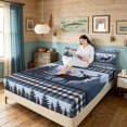 thumbnail image 3 of Manfei Farmhouse Style Elk Bed Sheets, Countryside Pine Tree Full Size Sheets, Navy Black, 4-Piece, 1 Flat Sheet, 1 Fitted Sheet and 2 Pillowcases, 3 of 6