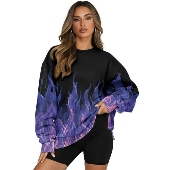 HELLHERO Dachshund Heart Print Pullover Sweatshirt for Women Long Sleeve Loose Crewneck Pullover Tops Fall Fashion 2025 Size M
