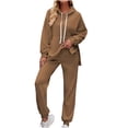 thumbnail image 2 of Itsame Tops and Pants Pajamas Set Womens Sleepwear 2pcs Sets Long Sleeved Solid Color Round Neck Women Casual Home set Coffee Size M, 2 of 9