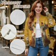 thumbnail image 6 of COEQINE Women's Bomber Jacket Zip Up Long Sleeve Varsity Shackets Lightweight Coat with Pockets, Stand Collar Loose Fit Casual Jacket Fall Winter Outfits, Small, Cow Sunflower Yellow, 6 of 7