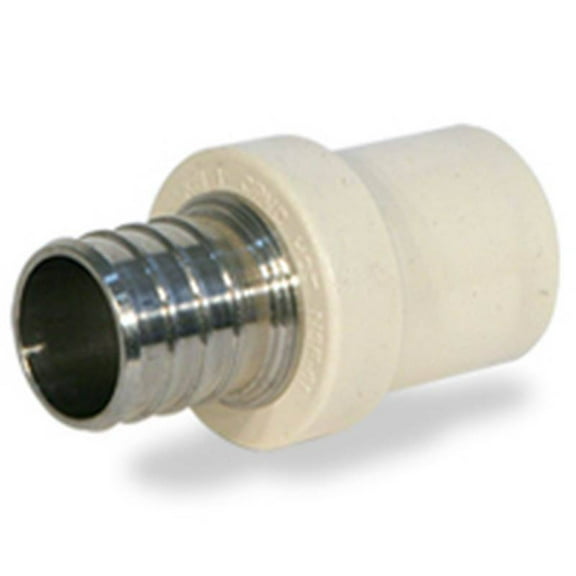 KBI TPC-0500 Pipe to Tube Adapter, 1/2 in, Pex X CTS, 100 psi, 180 deg F, CPVC/Stainless Steel