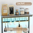 thumbnail image 5 of Bakers Rack with Power Outlet and LED Light, Small Coffee Bar Station with 4 Tier Shelves, Microwave Stand Table with 6 S Hooks, Kitchen Storage Rack for Spices, Pots, Black Oak, 5 of 8