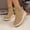 Khaki, variant on Women Suede Wedge Ankle Boots, Round Toe Double Button Strap Back Zipper Platform Booties, Casual Winter Short Boots