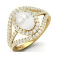 thumbnail image 2 of 2.56 Cts Oval Shape Solitaire Pearl Halo Three Layer 925 Sterling Silver Gold Vermeil Accent Valentines Day Gifts Ring For Women, 2 of 3