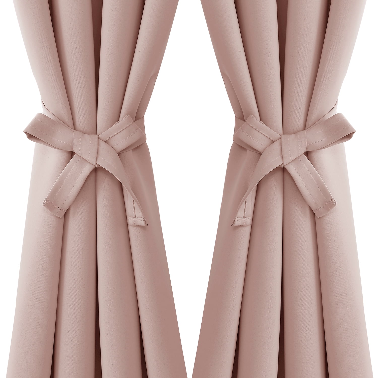Hiasan Blackout Curtains for Bedroom - Thermal Insulated & Energy Saving Window Curtains for Living Room, 2 Drape Panels Sewn with Tiebacks, Blush Pink, 42 x 63 Inch