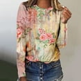 thumbnail image 1 of ICHUANYI Liquidación Moda Mujer Verano Sexy Doblez Impreso Regular Mujeres Manga Larga Cuello Redondo Botón Top ICHUANYI WER202308256192, 1 of 4