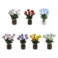 thumbnail image 4 of Handmade Lampwork Tiny Glass Flowers, Mini Glass Flowers in Vase, Unique Collectible Art Gift, Tiny Glass Flowers in Vase with Stems for Mother's Day, Office, Home(Blue), 4 of 7