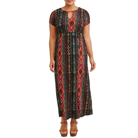 Eye Candy Juniors' Plus Size Printed Keyhole Maxi Dress