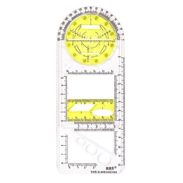Nueva regla geométrica multifuncional, regla de dibujo, plantilla de dibujo geométrico, herramienta de medición, reglas de plástico para material escolar y de oficina.