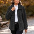 thumbnail image 4 of thefmos Women's Fall Winter Plus Size Fleece Collared Long Sleeve Shacket Casual Jackets Solid Comfy Outwear Tops Coats Warm Basic Streetwear, Black L, 4 of 8