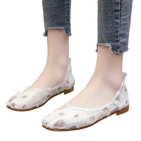 

Aayomet Womens Shoes Casual Booties Hollow Out Cloth Shoes Breathable In Summer Lace Lazy Person Oversized Single Shoes White 7