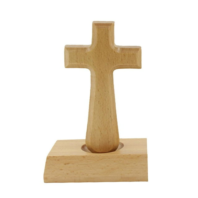 Cruz de madera de pie alta 5 Sunnimix Cruz de altar decoración moderna Tapa cuadrada