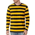 thumbnail image 4 of Men's striped neck long-sleeved T-shirt, basic casual top, 4 of 9