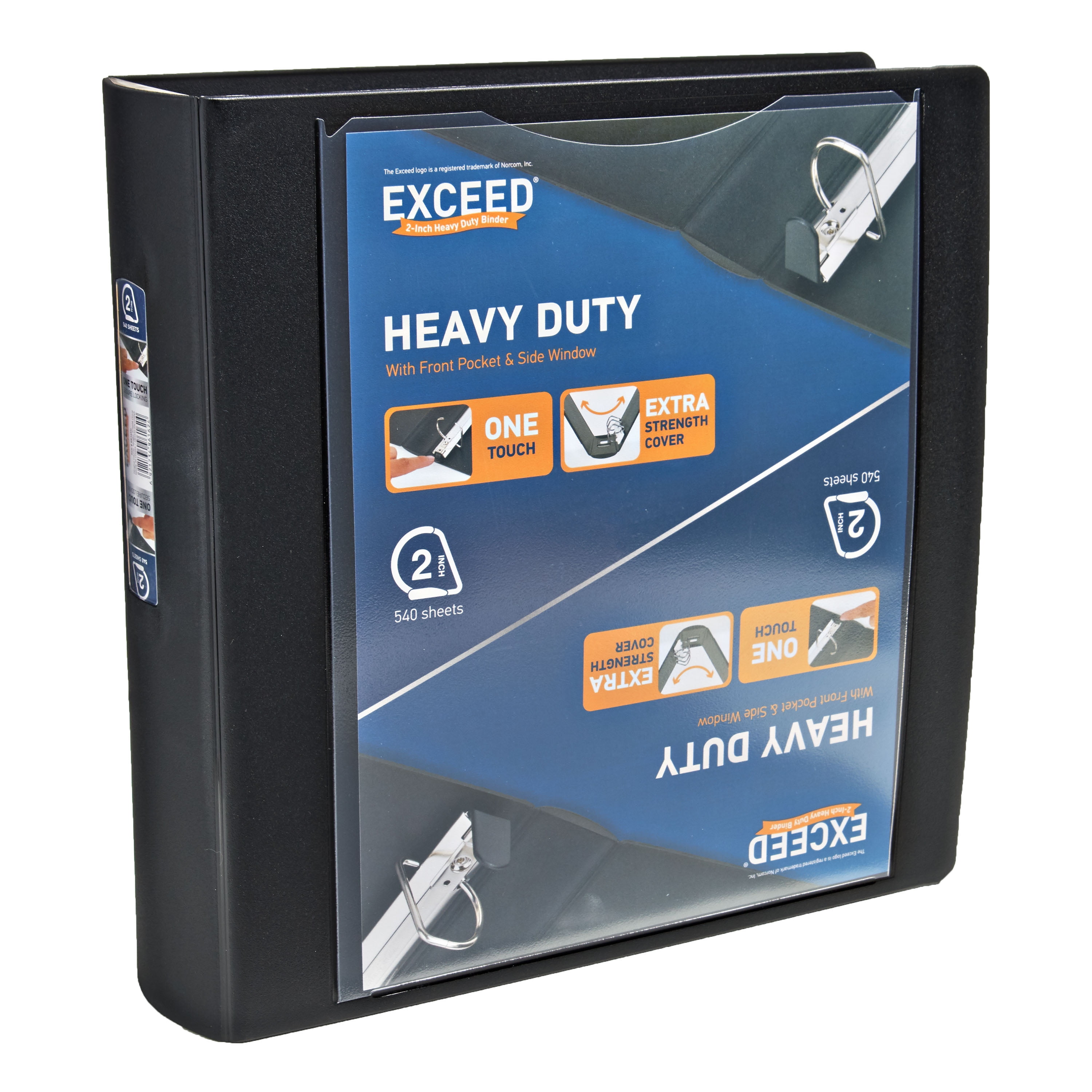Exceed 3Ring Heavy Duty Binder, 2 inch Black, Slant DRing