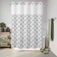 thumbnail image 6 of No Hook Shower Curtain with Built-in Rings - Light Grey White Geometric Washable Waterproof Fabric Bathroom Curtains for Hotel,Rentals, Stall 48 X 72 Inch , Minimalist Morocco Pattern, 6 of 9