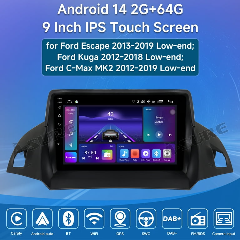 OiLiehu Autoradio Android 13 Per Ford Ecosport 2013-17 – 12,3 Pollici Con CarPlay Wireless E GPS