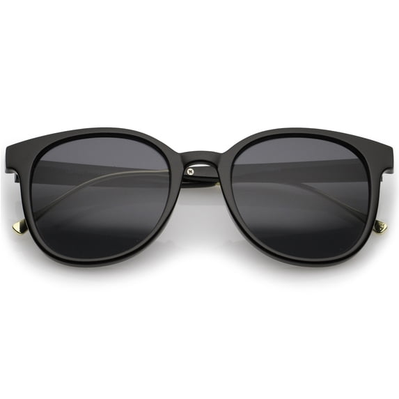 sunglassLA - Casual Metal Temple Square Lens Horn Rimmed Sunglasses 52mm - 52mm